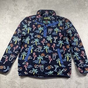 Chubbies Wanderers Club Fleece 1/4 Button Up Blue Pullover Sweater Men's L